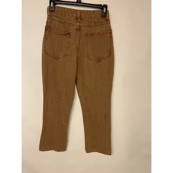 Womens Jeans Size XS Brown Tan Hearts Boho Twee Unique Schoolgirl - Picture 2 of 8
